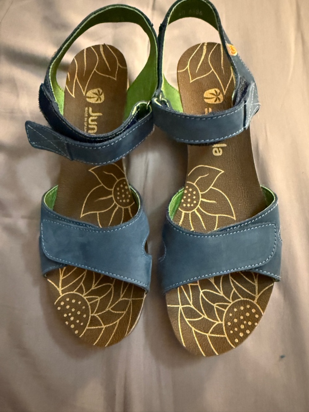 Jungla Leather Comfort Sandals Blue Velcro EU 40 Womens Spain